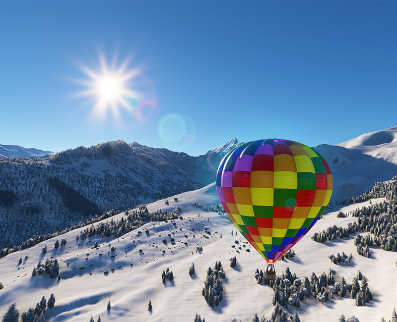 Simulateur de vol montgolfière montagne